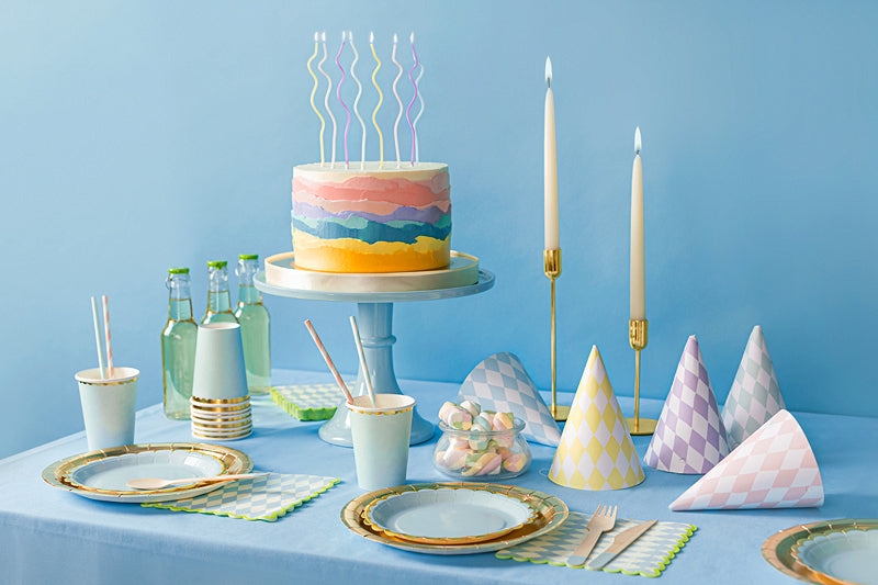 PartyDeco Geburtstagskerzen – Mehrfarbig – 14 cm – 8 Stk – Gedreht