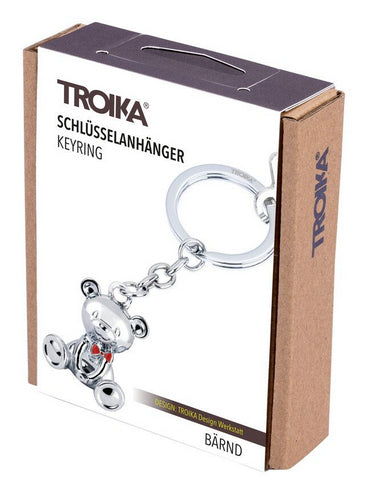 TROIKA Schlüsselanhänger Teddybär Bärnd – Metall, Silber, 92 × 35 × 28 mm, 6er-Pack