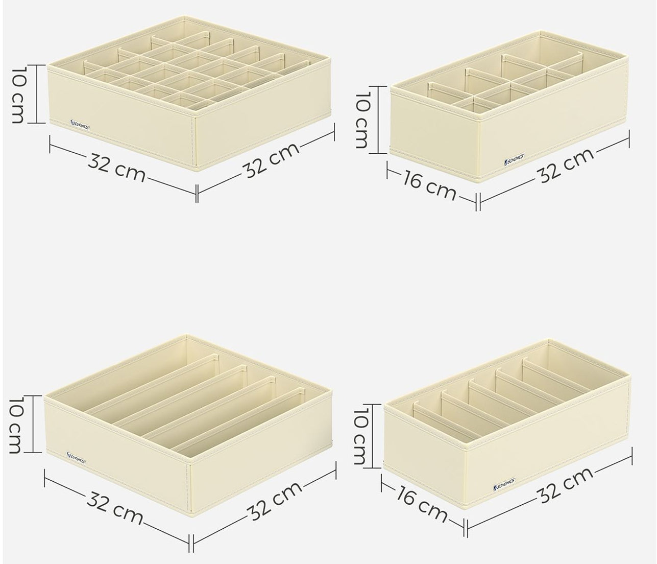 Songmics Aufbewahrungsbox – Textil – Beige – 8-teiliges Set