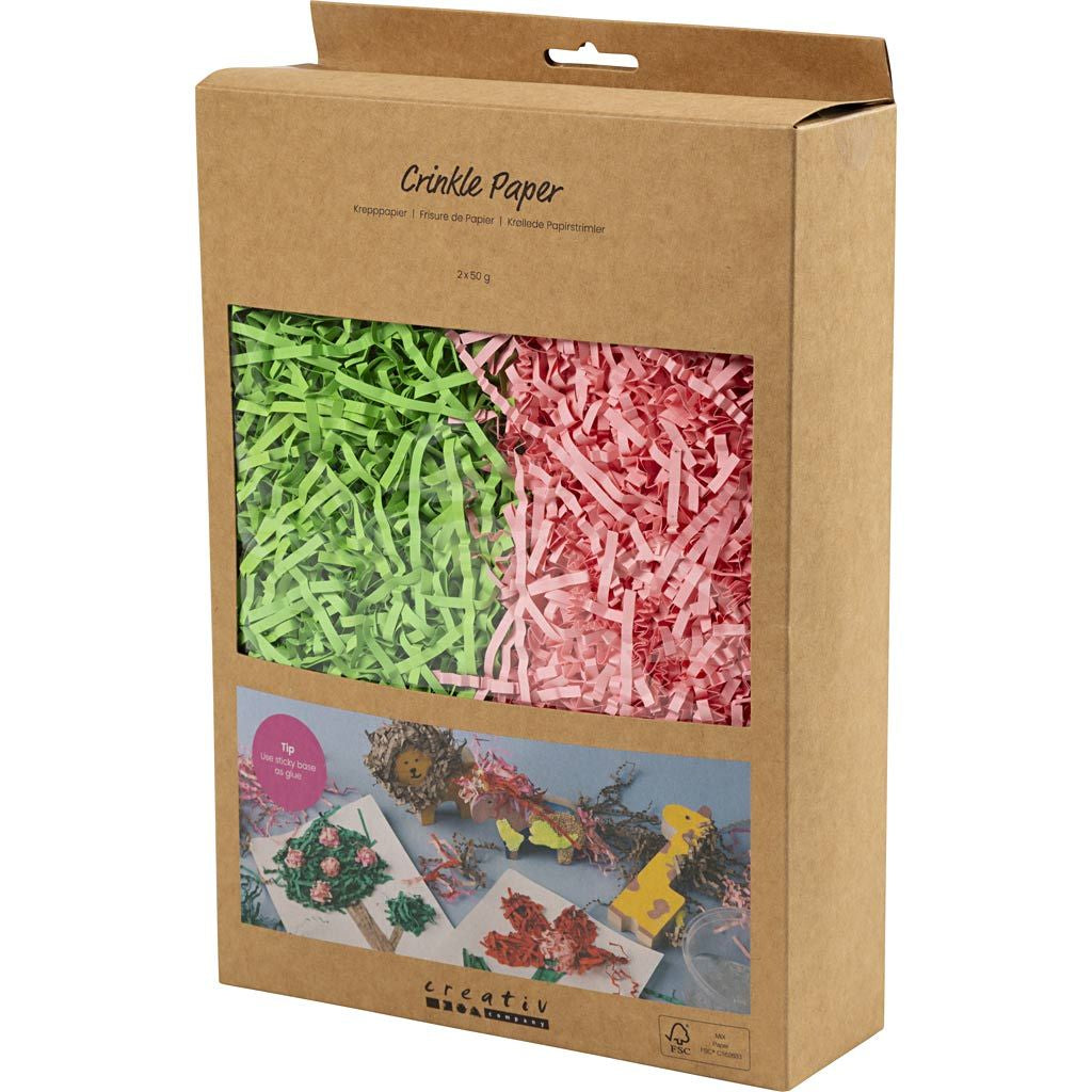 Creativ Company Papierstreifen – 0,1 kg – Papier – Grün, Pink – 1 Stück