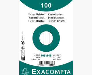 Exacompta Karteikarten – A6 – liniert, weiss, 205 g/m² – 100 Stk