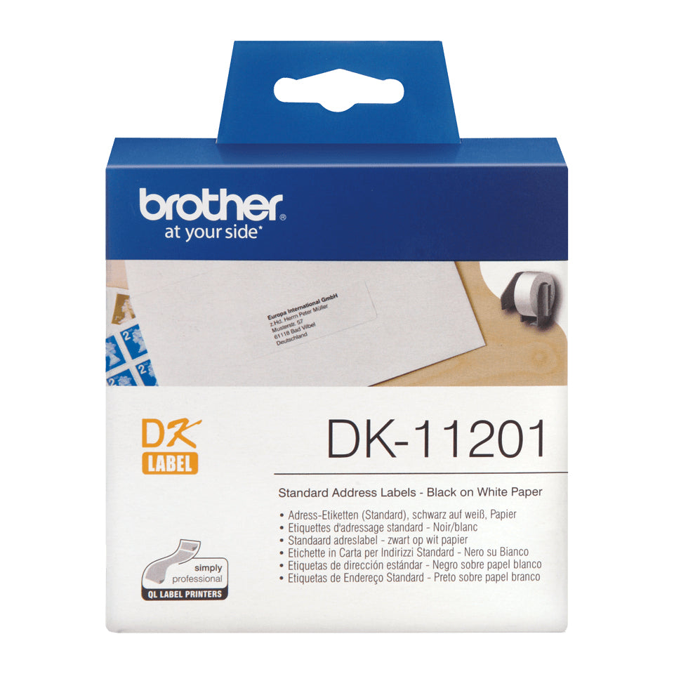 Brother Adressetiketten, 29 mm × 90 mm, weiss, Papier, permanent, 400 Etiketten