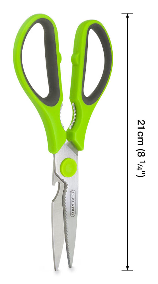 Rapesco Küchenschere 21 cm, Edelstahl, Grün