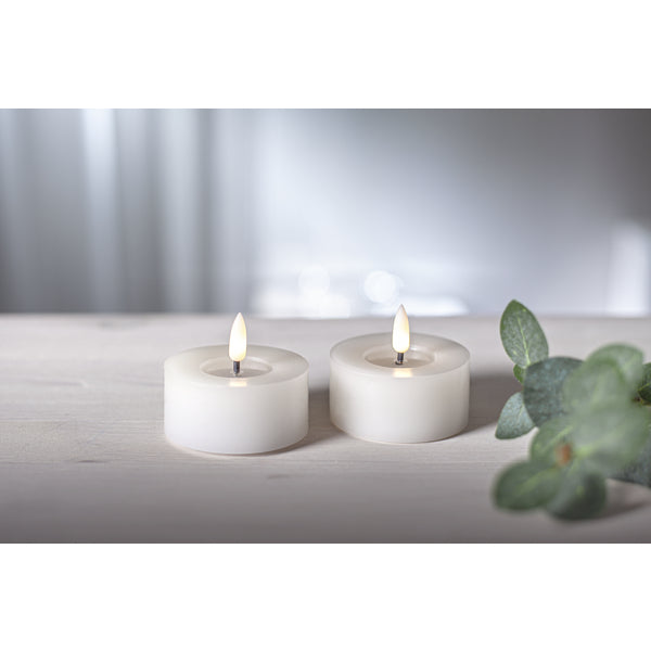 Star Trading LED-Teelicht – 2er Pack, 15 cm, 0,01 W, Warmweiss, Weiss, Timer