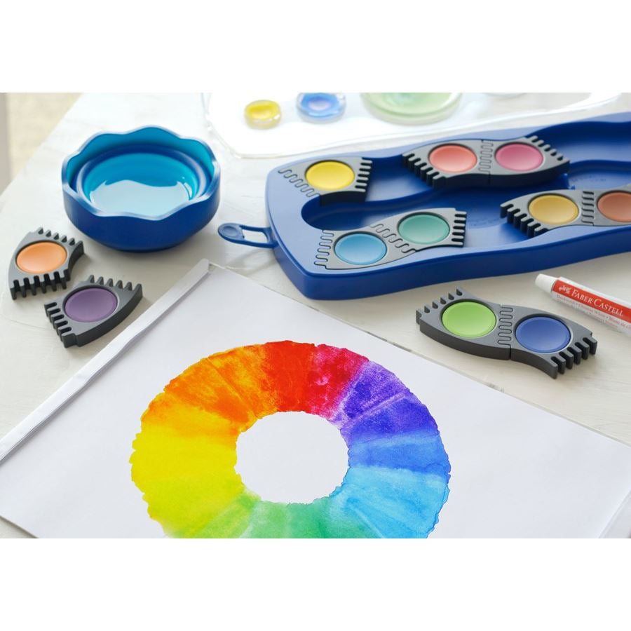 Faber-Castell Deckfarbkasten – Mehrfarbig – 12 Farben, inklusive Deckweisstube, Pinselfach