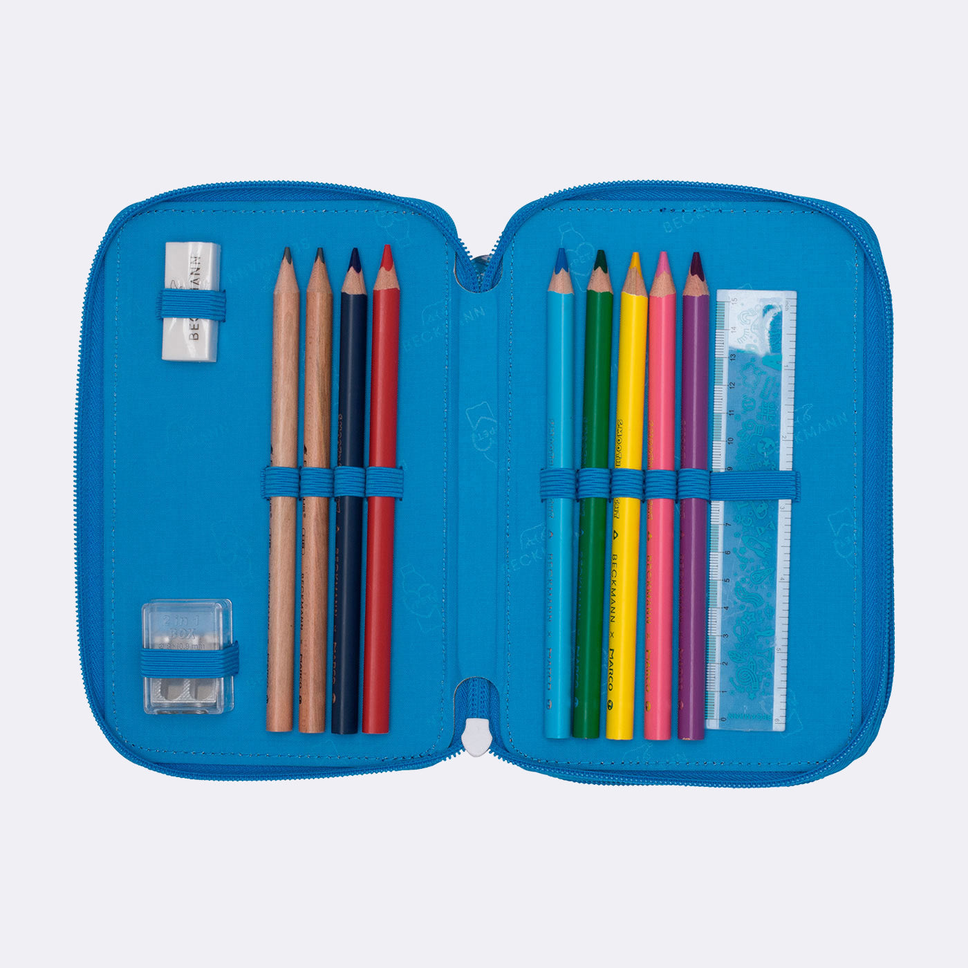 Beckmann Classic 1st Etui Triple, gefüllt – Ocean – Kunststoff – 13,0 × 20,5 × 7,0 cm