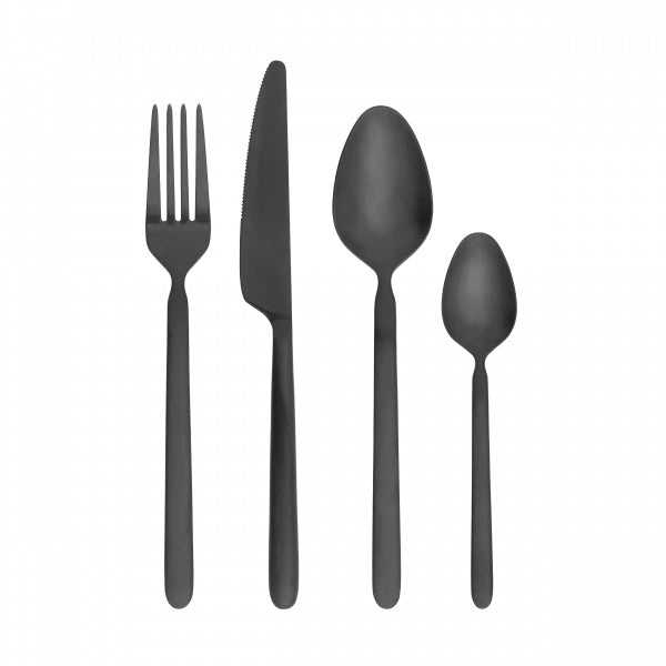 blomus STELLA Besteck-Set – 16-teilig, 20 cm, Edelstahl, Schwarz, matt, spülmaschinenfest