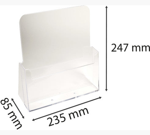Exacompta Tischprospekthalter – für A4 – 1 Fach – Hochformat – transparent – Polystyrol – 85×235×247 mm