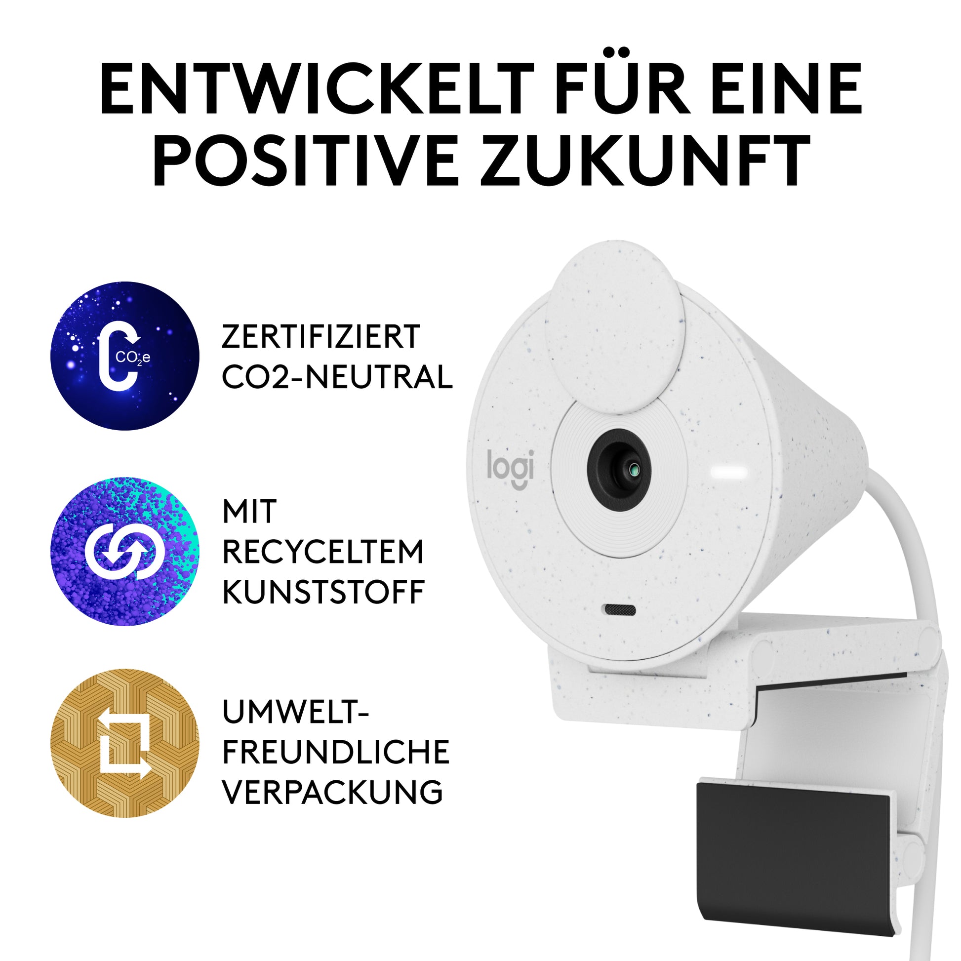 Logitech Brio 300 – Webcam – Full HD 1080p, Off-White