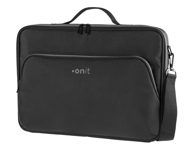 ONIT Clamshell Notebook-Tasche bis 15,6" – 600D rPET, mit Trolley-Band – Schwarz