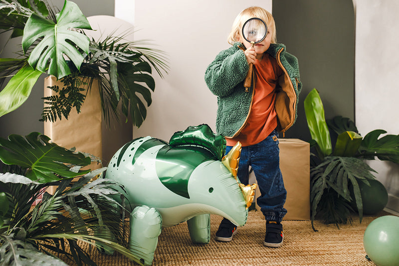 PartyDeco Folienballon Triceratops – Grün – 93 × 49 cm – Folie – 1 Stk
