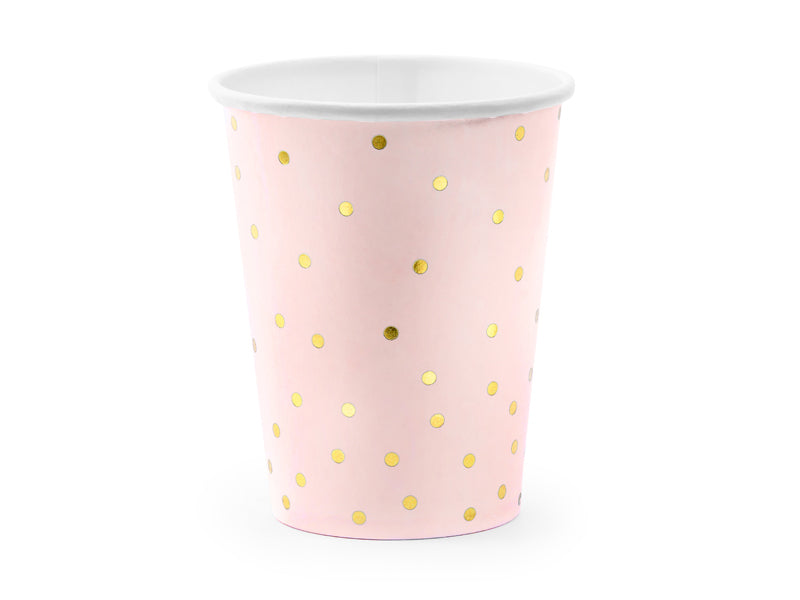 PartyDeco Trinkbecher, Karton – 2,6 dl Hellrosa, Punkte – 6 Stk.