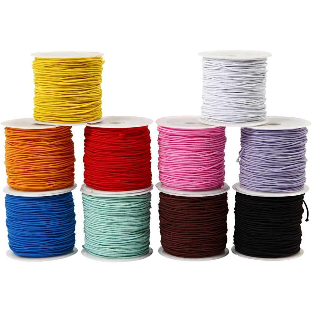 Creativ Company Kordelband (Schmuckkordel), Mehrfarbig, Ø 1 mm × 25 m, 10 Stk.