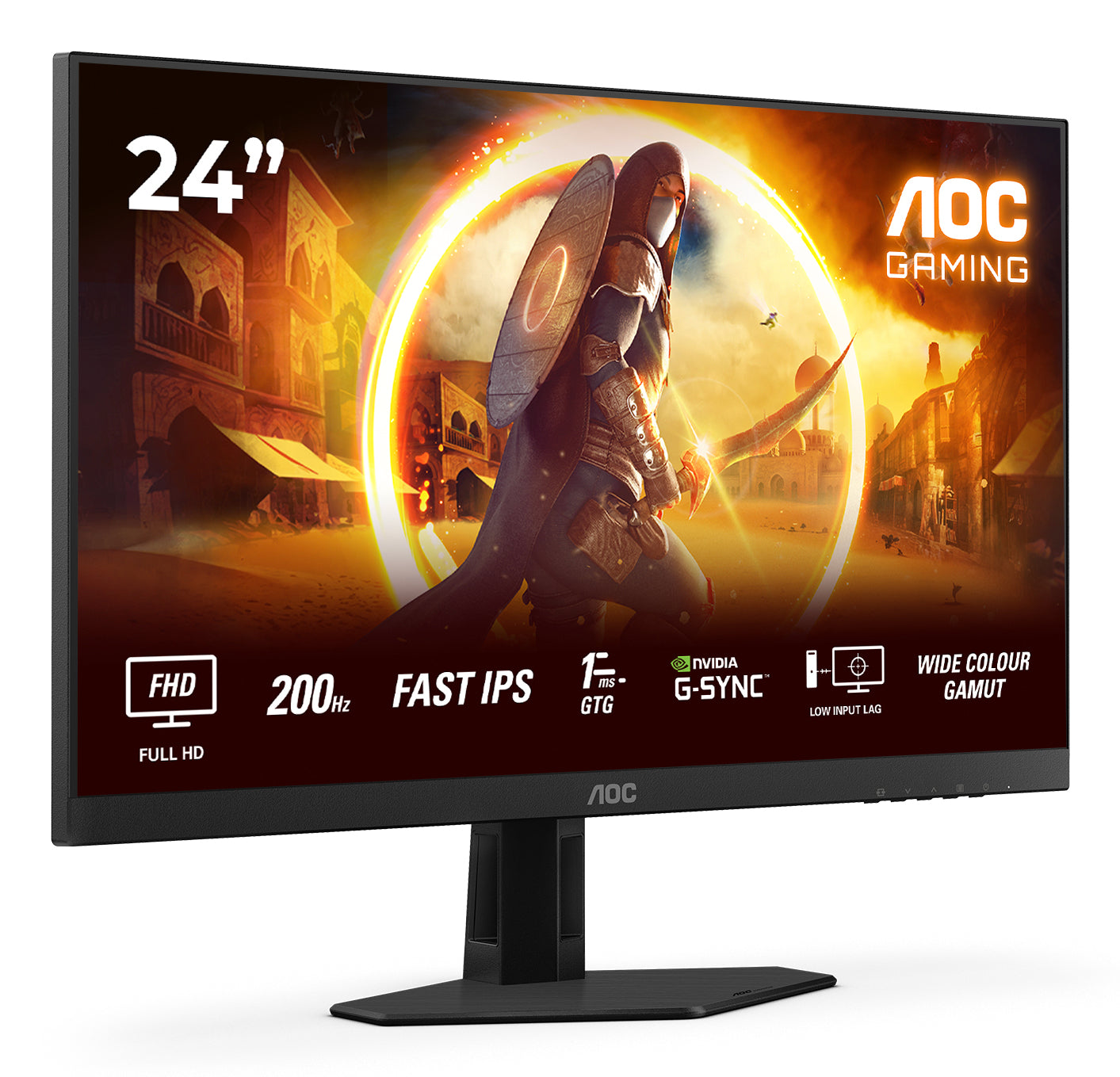 AOC 24G4HRE – Monitor, 23,8", IPS, 200 Hz, Integrierte Lautsprecher, G-Sync, Höhenverstellbar, Rot