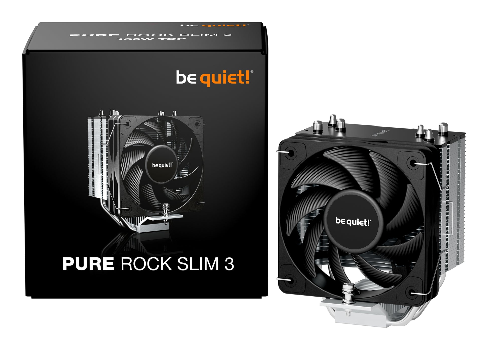 be quiet! be quiet – CPU-Kühler – Pure Rock Slim 3 – 10 cm Lüfter, 1700 U/min, TDP 130 W, für LGA1851/LGA1700/AM4 usw.