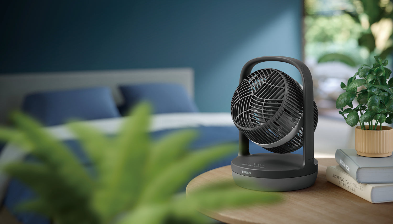 Philips Tischventilator 3000 Serie – 22 cm, 3 Stufen, oszillierend, Timer, 27 W, 40 dB(A), Graphit