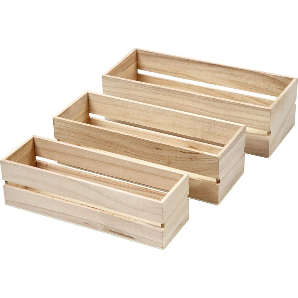 Creativ Company Aufbewahrungsbox – Holz – Braun – ohne Deckel – 85 × 70 × 235 mm – 3-teiliges Set
