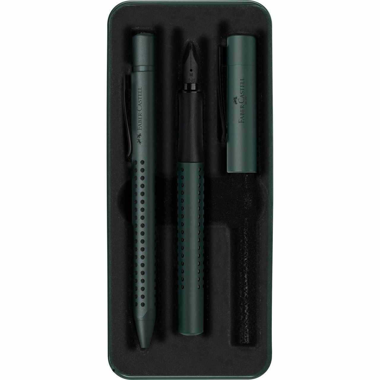 Faber-Castell Grip Edition Schreibset – Kugelschreiber XB & Füllfederhalter M – Blau – Metalletui – 2-teilig