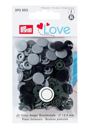 Prym Druckknopf Ø 12,4 mm – Kunststoff (POM), Grau, 30 Stück