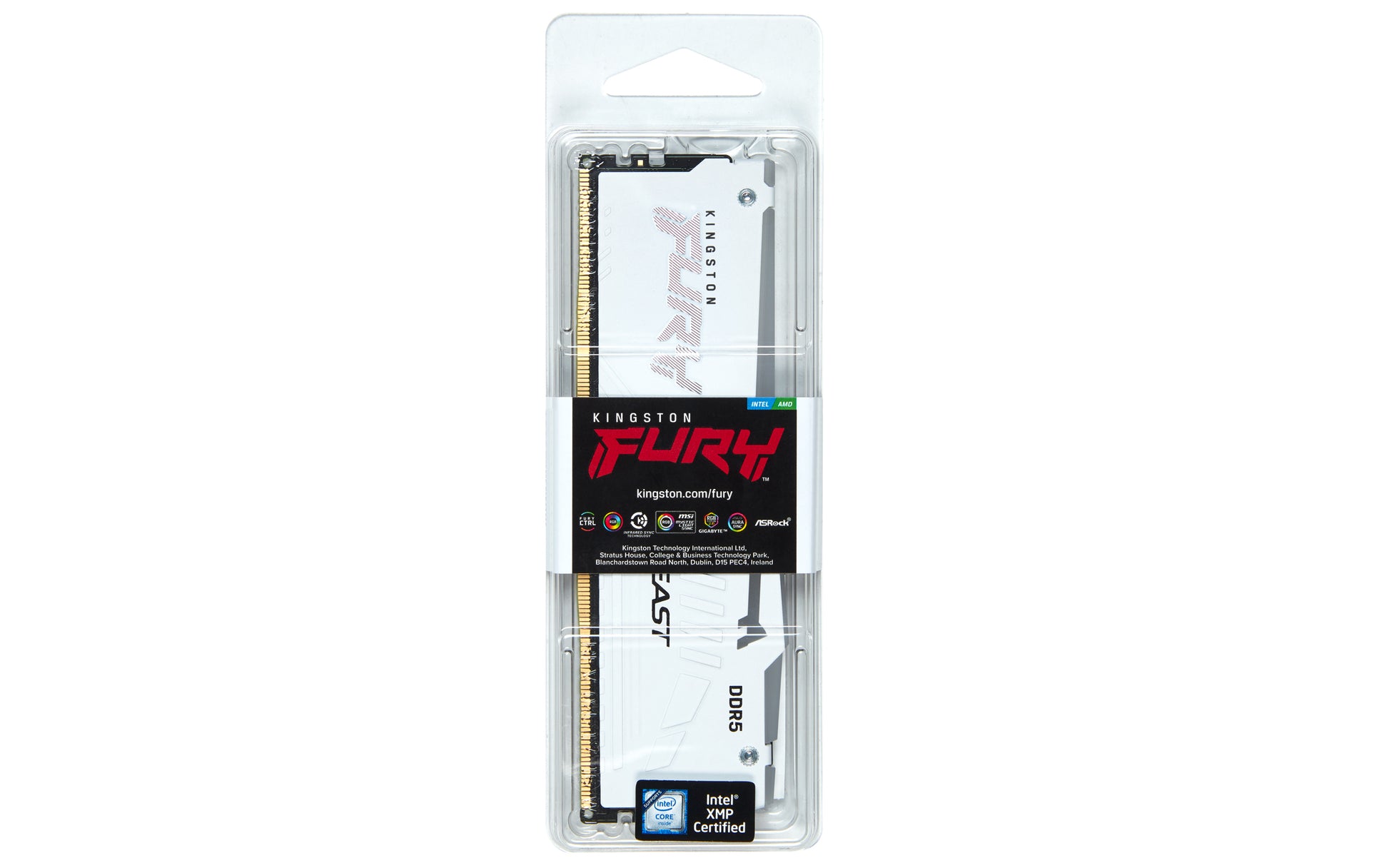 Kingston Technology Kingston FURY Beast – DDR5 Speichermodul – 16 GB 5200 MT/s CL40, 288-poliger DIMM, Weiss, RGB, XMP 3.0