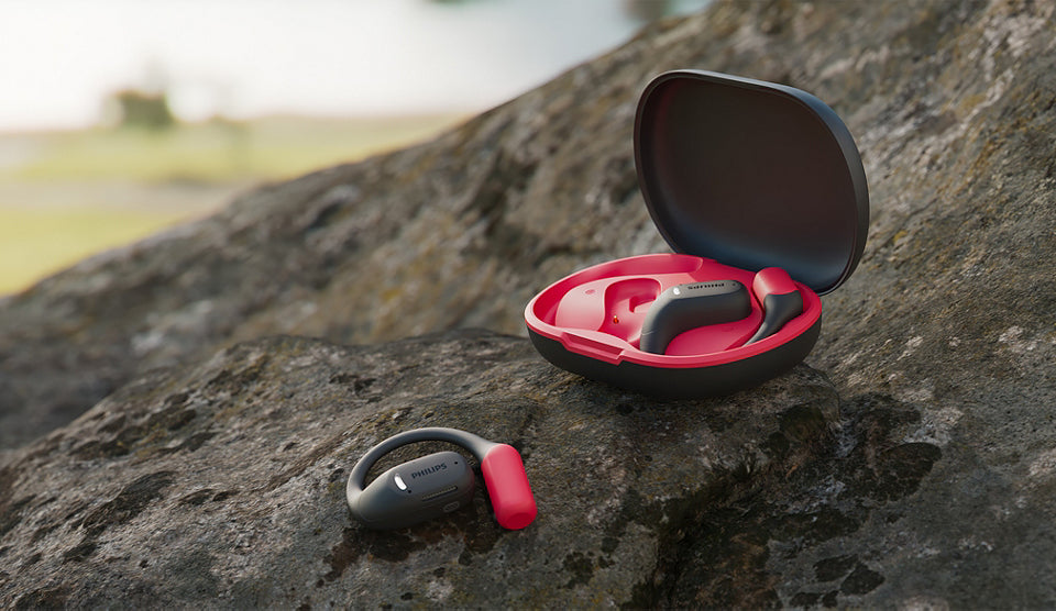 Philips TAA6709BK – Ohrbügel-Kopfhörer – Bluetooth 5.3, IP65, Ladeschale – Rot – bis 28 h