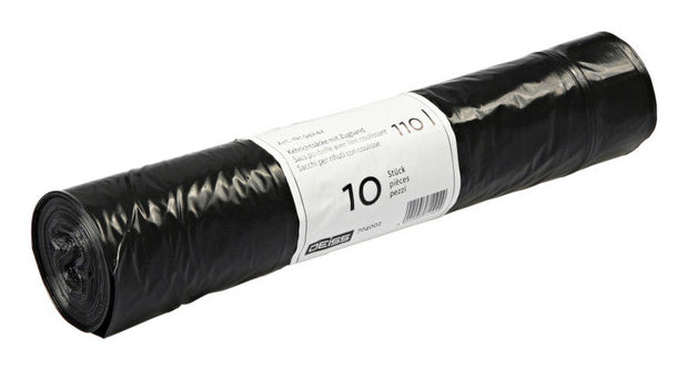 Webstar Kehrichtsack Quickbag – 110 l, mit Zugband, LDPE, schwarz, 730 × 1'000 mm, 10 Stk