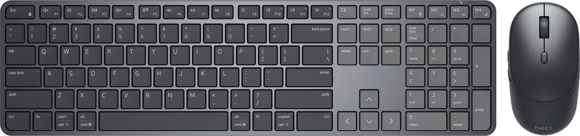 DELL Pro 7 Slim – Tastatur-Maus-Set – Bluetooth & 2,4 GHz (USB-A Empfänger) – QWERTZ – Scherenmechanik – Schwarz