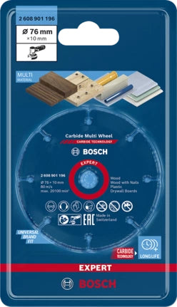 Bosch EXPERT Trennscheibe 76 × 10 mm Hartmetall – für Kunststoff, Holz – 1 Stk