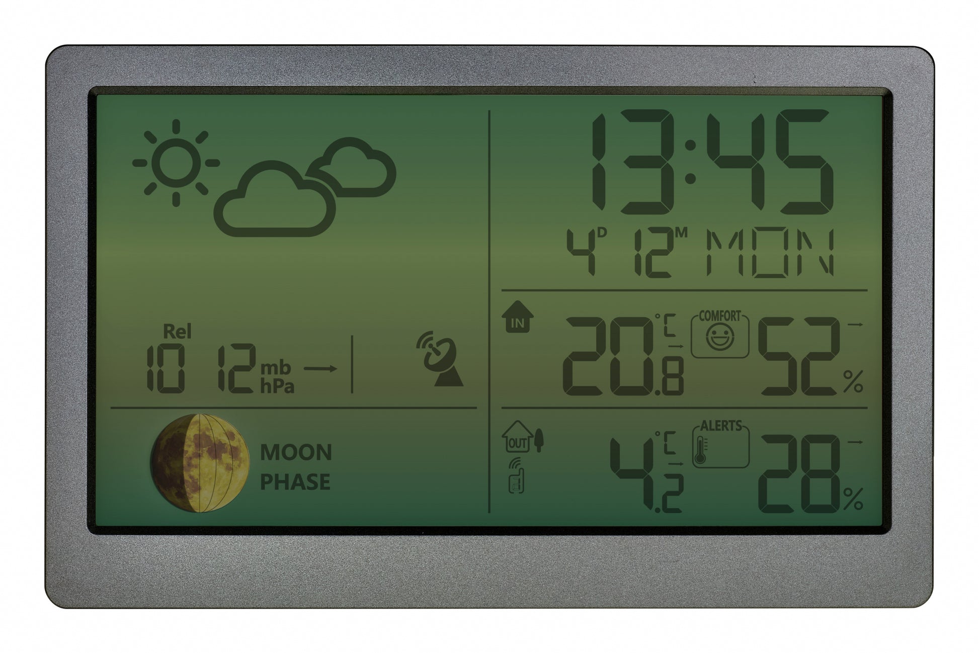 TFA-Dostmann TFA Dostmann Luna Sky – Wetterstation, Funk (433 MHz), innen/aussen, Thermometer & Hygrometer – Silber