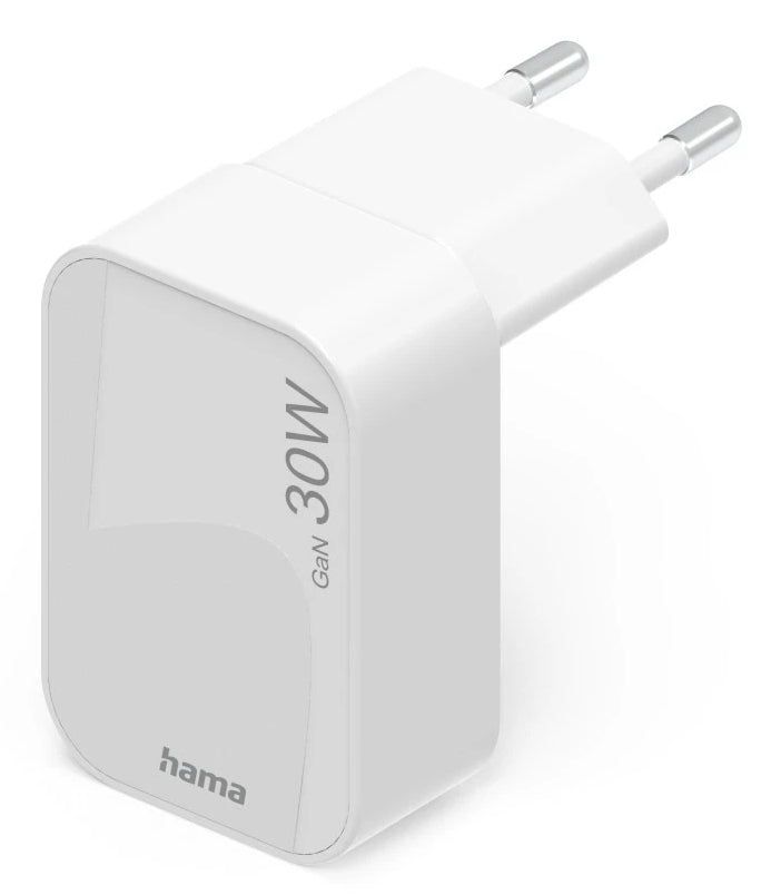 Hama 00201954 USB-Ladegerät 30 W – USB-C×1, PD, QC 3.0/2.0, GaN – Weiss