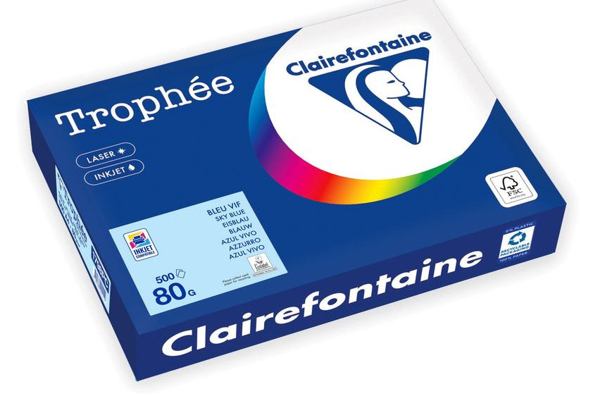 Clairefontaine Kopierpapier – A4, 80 g/m², Eisblau – für Inkjet/Laser/Kopierer – FSC, EU Ecolabel – 500 Blatt