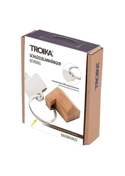 TROIKA Schlüsselanhänger Baumhaus – Eiche/Edelstahl, Eiche/Silber