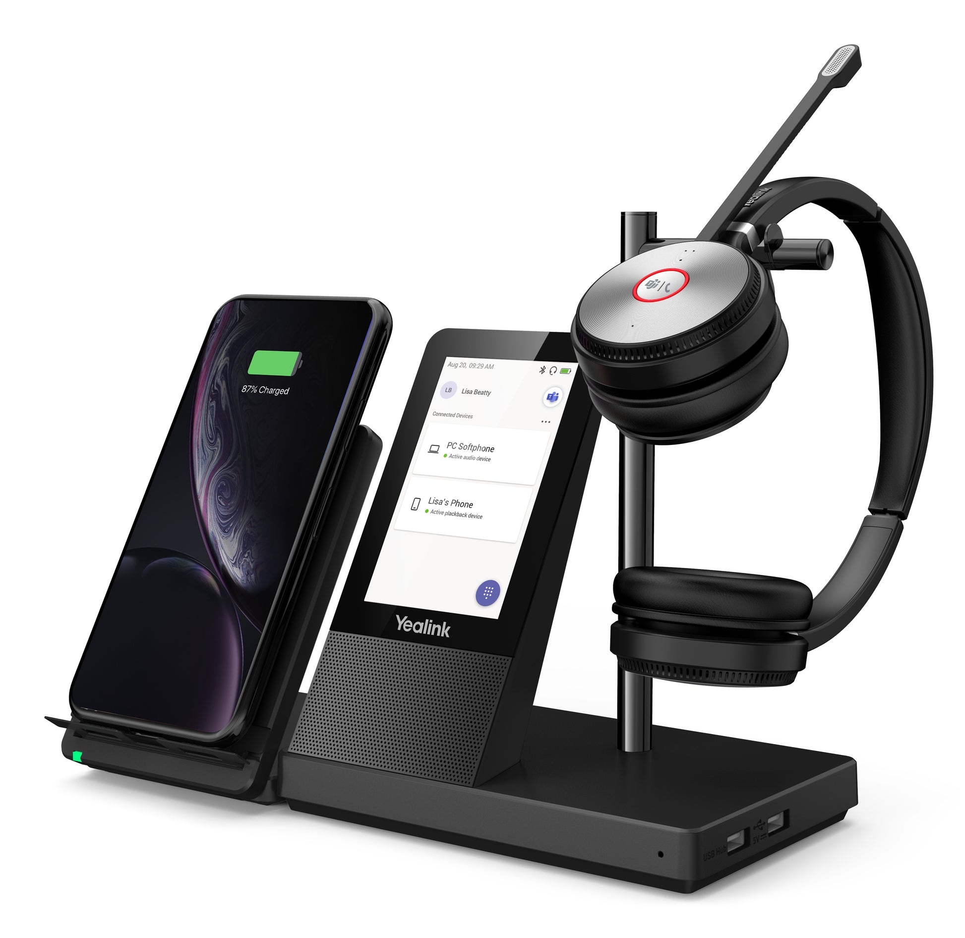 Yealink WH66 – Duo Headset – DECT/Bluetooth, USB‑A – Schwarz, für PC/Mac – bis 14 h