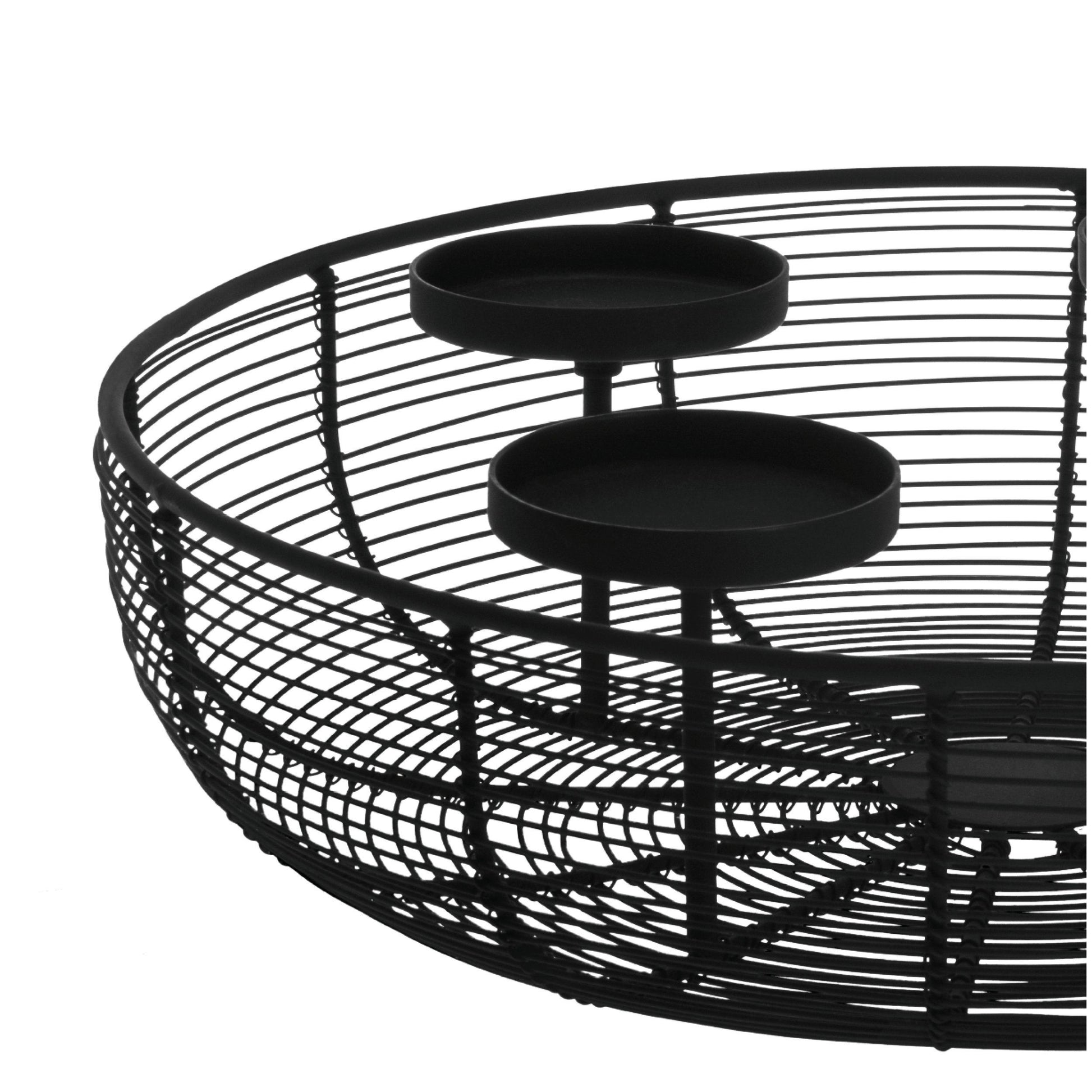 EGLO Hagony Adventskerzenhalter – für 4 Kerzen – Stahl, schwarz – Ø 36 × 10 cm