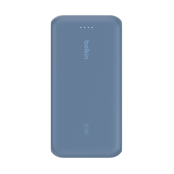 Belkin Powerbank 20000 mAh, PD 30 W, integriertes USB-C-Kabel, Blau