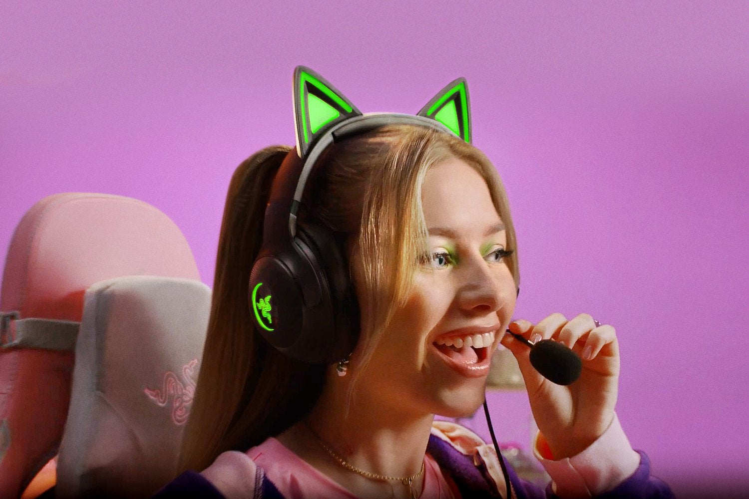 Razer Kraken Kitty V2 – Gaming-Over-Ear-Headset – USB-A, Virtueller 7.1-Surround, Abnehmbares Mikrofon – Schwarz