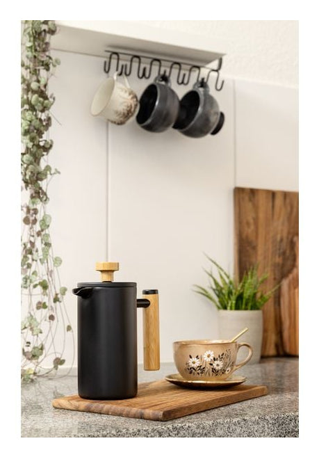 Furber. Furber F01673 French Press / Kaffeebereiter – 0,8 l, 6 Tassen, Edelstahl/Bambus