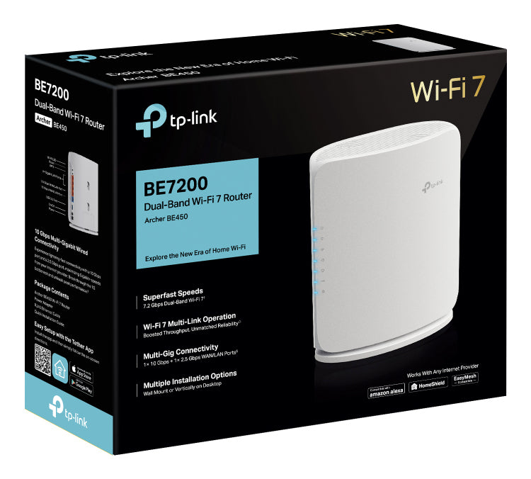 TP-Link Archer BE450 – WLAN-Router – Wi-Fi 7 Dual-Band (2,4/5 GHz), 7,2 Gbit/s, 10GbE