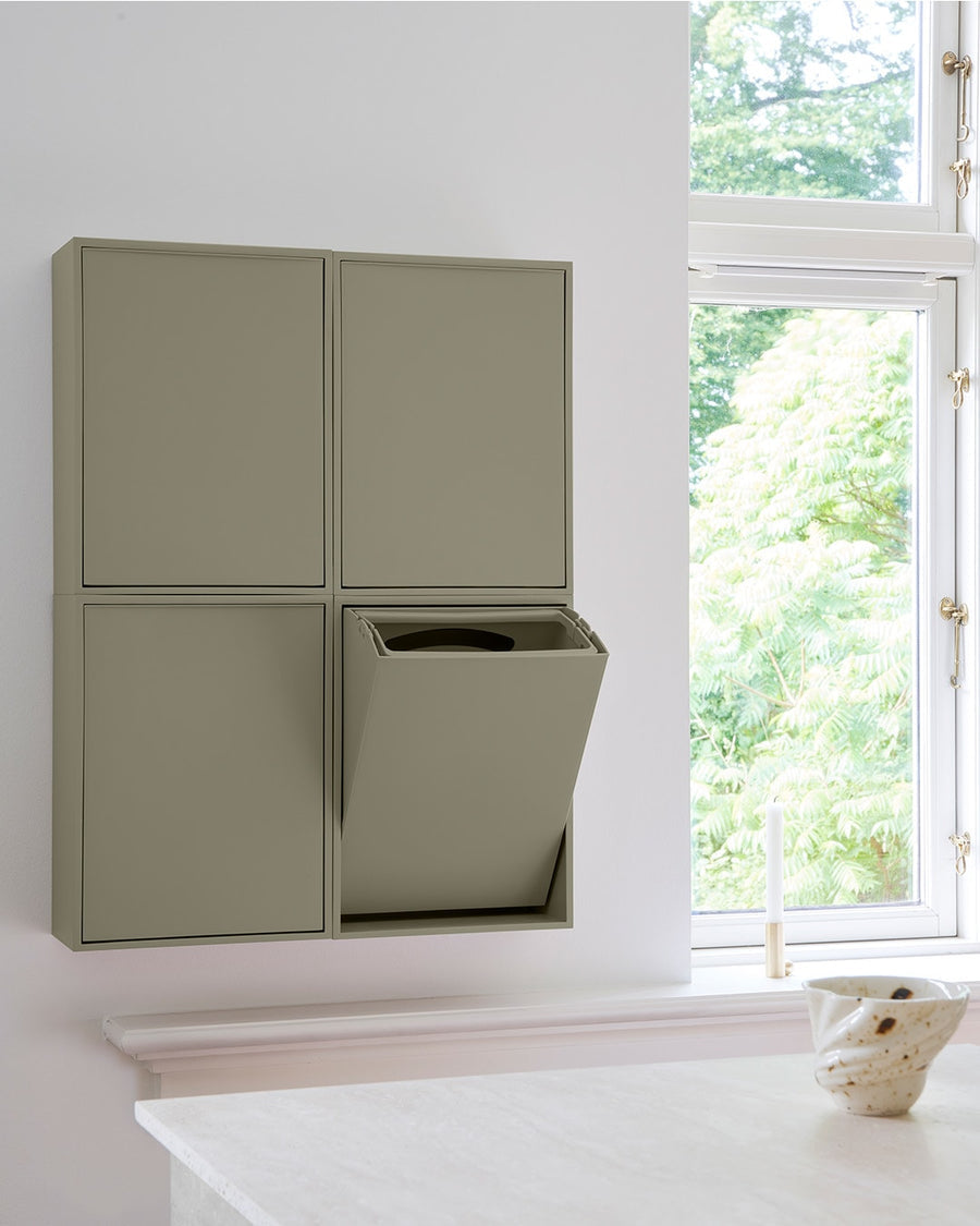 ReCollector Recyclingbox – 12 l – Recycling-Kunststoff, rechteckig – Graugrün