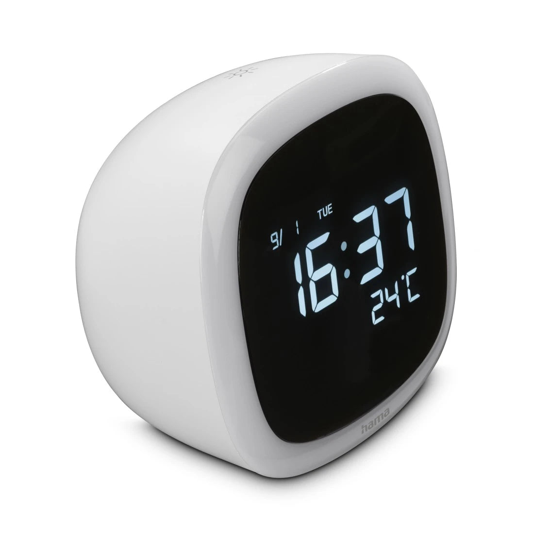 Hama Digitaler Wecker – Nachtlicht, Schlummerfunktion, Thermometer, USB, 8,5 × 8,5 × 5,5 cm, Weiss