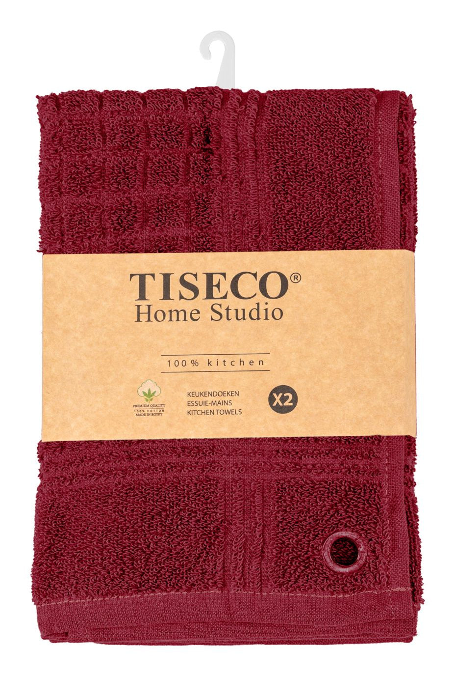 Tiseco Geschirrtuch Pharao – Rot – 50 × 50 cm – Baumwolle – 2er-Set