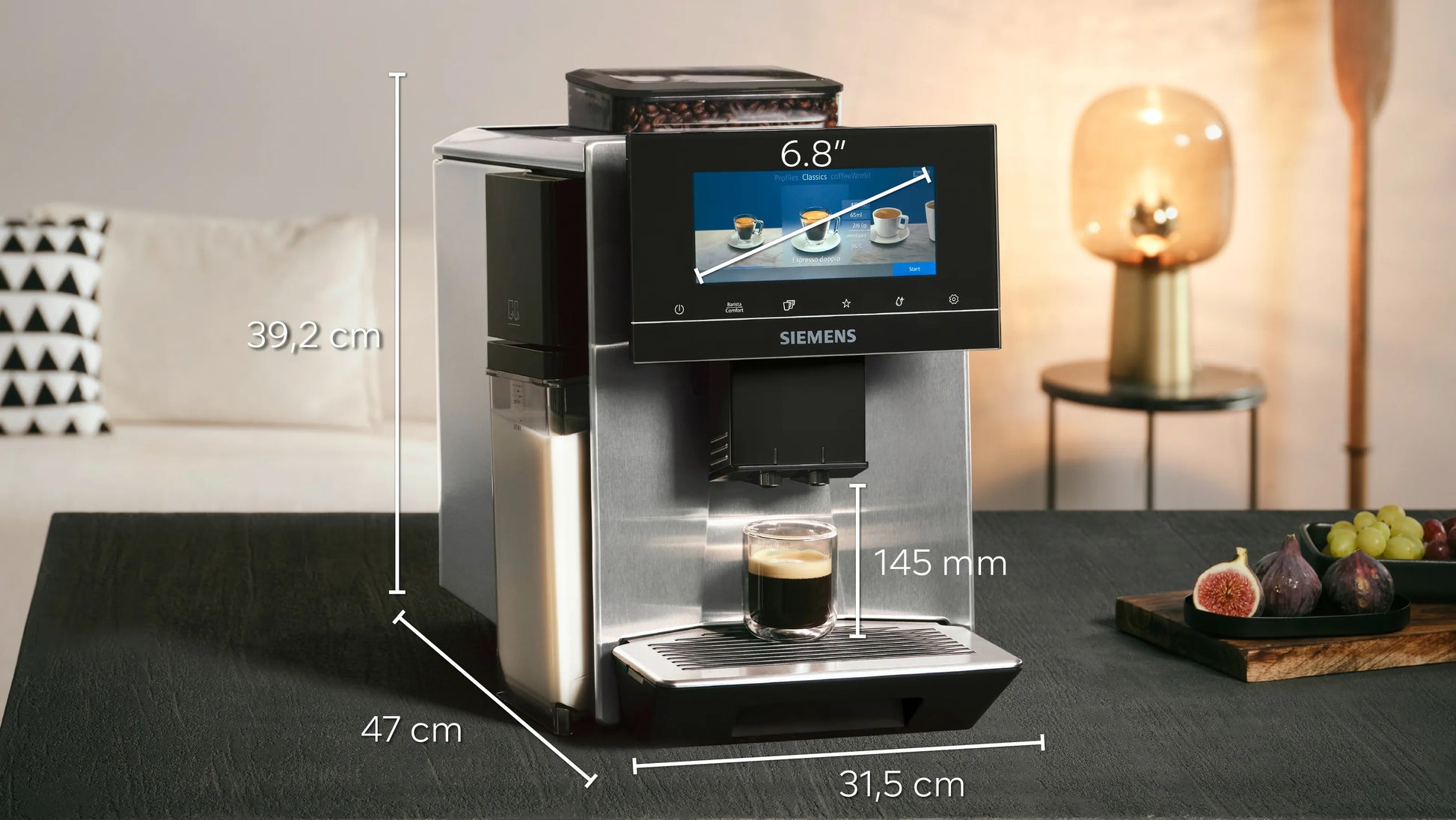Siemens EQ900 TQ903DZ3 Kaffeevollautomat – 19 bar, 2,3 l, 410 g, Keramik-Mahlwerk, Edelstahl