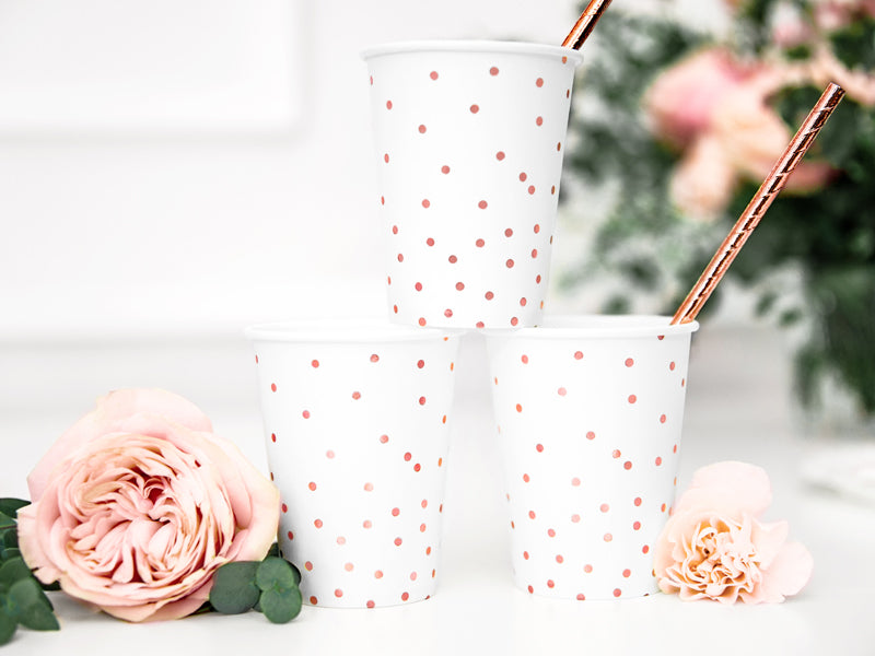 PartyDeco Trinkbecher, Papier/Karton – 2,6 dl, Weiss – 6 Stk.