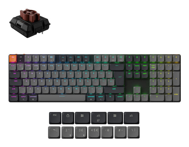Keychron K5 QMK v2 – Tastatur – Mechanisch (Braun) – Bluetooth 5,2 & USB-C – RGB – QWERTZ (CH) – Schwarz