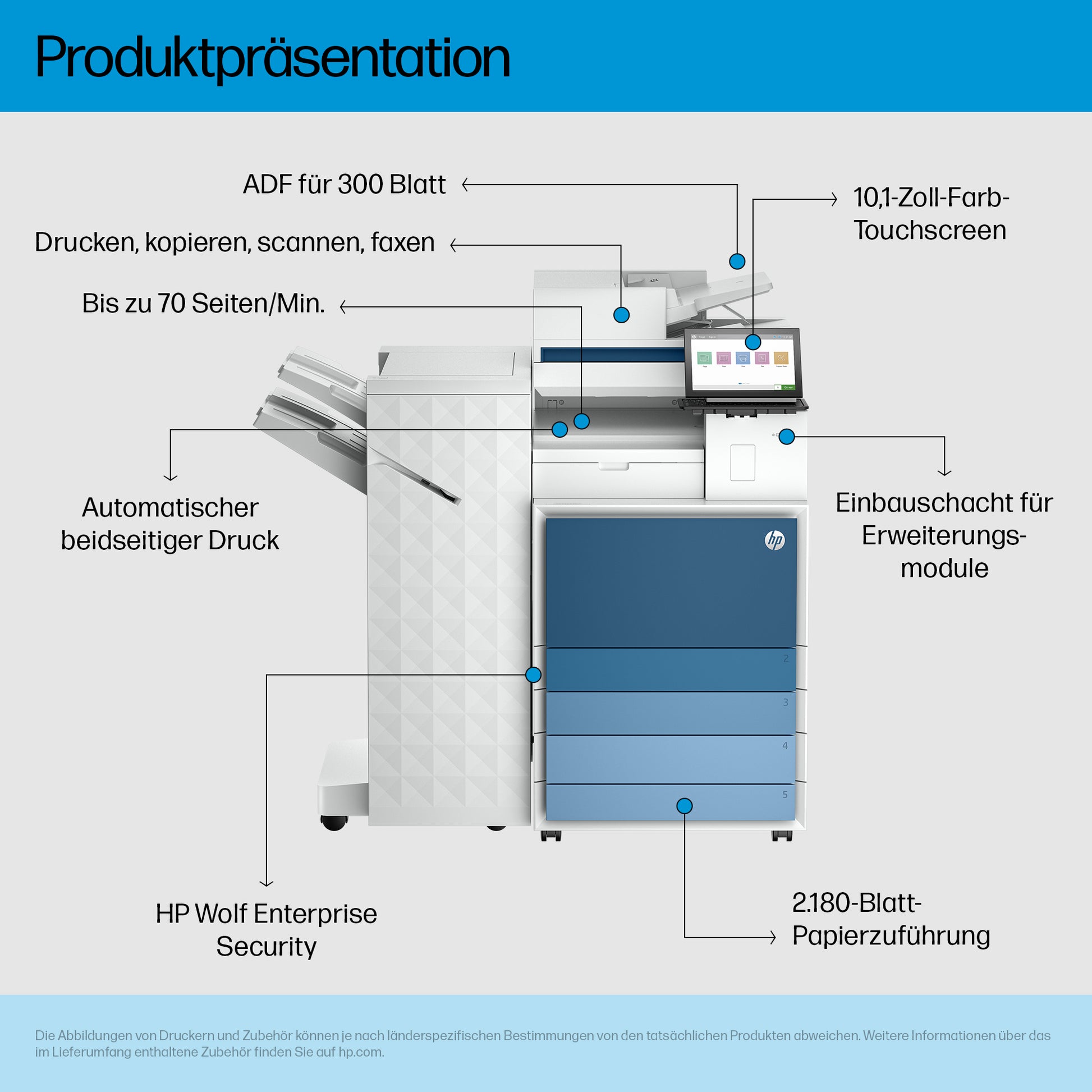 HP Enterprise Flow 8601z+ – S/W Laser-MFP A4 – 70 ppm S/W