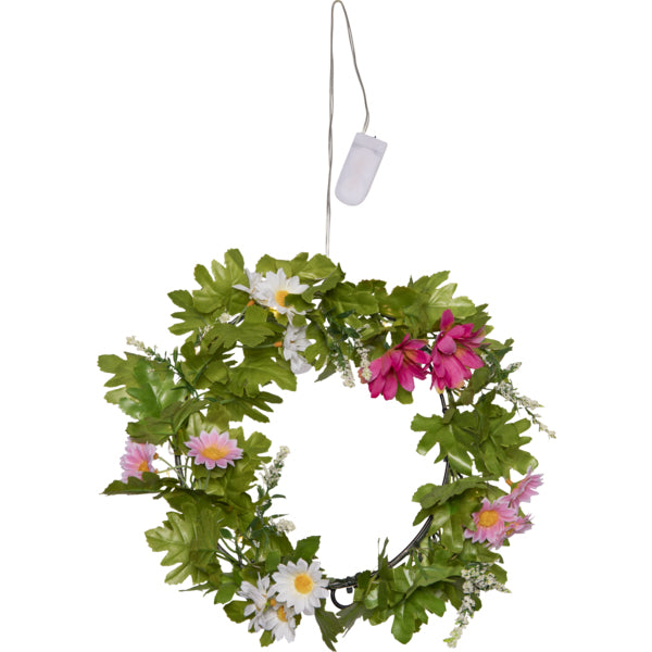 Star Trading Dekolicht Kranz Summer – Starterset, Ø 30 × 9 cm, 0,24 W, Warmweiss, Batteriebetrieb, 15 LEDs