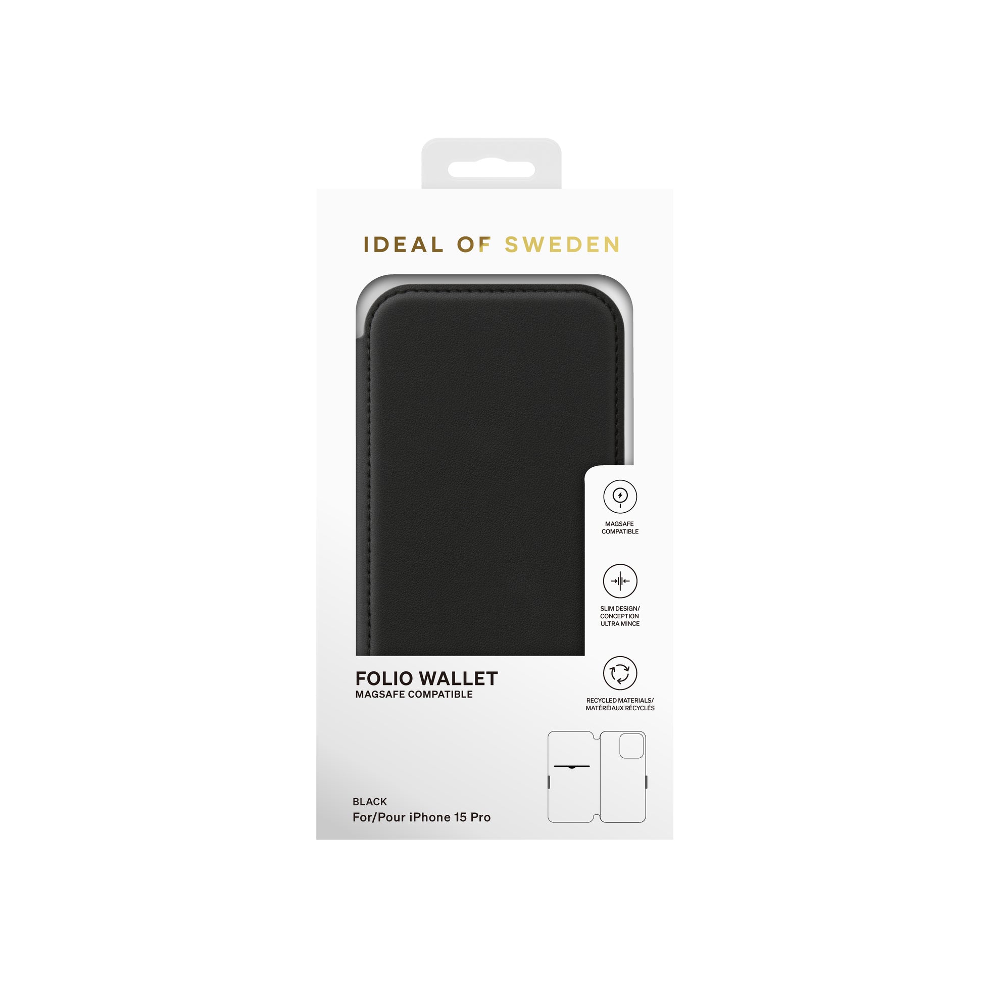 iDeal of Sweden Booklet-Hülle – für Apple iPhone 15 Pro – schwarz – MagSafe-kompatibel, Magnetverschluss