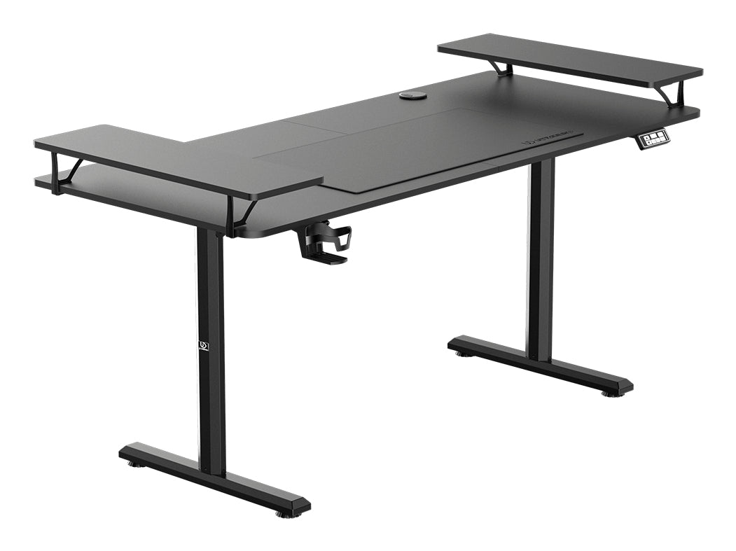 Ultradesk Highlander XXL Gaming-Tisch – 160 × 70 cm, elektrisch höhenverstellbar, schwarz, Stahl