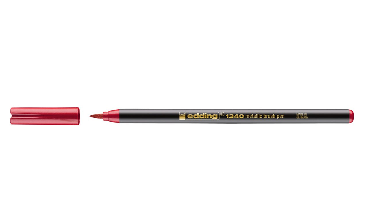 Edding 1340 Brushpen Metallic – Pinselspitze, 1–3 mm, wasserbasiert, Rot