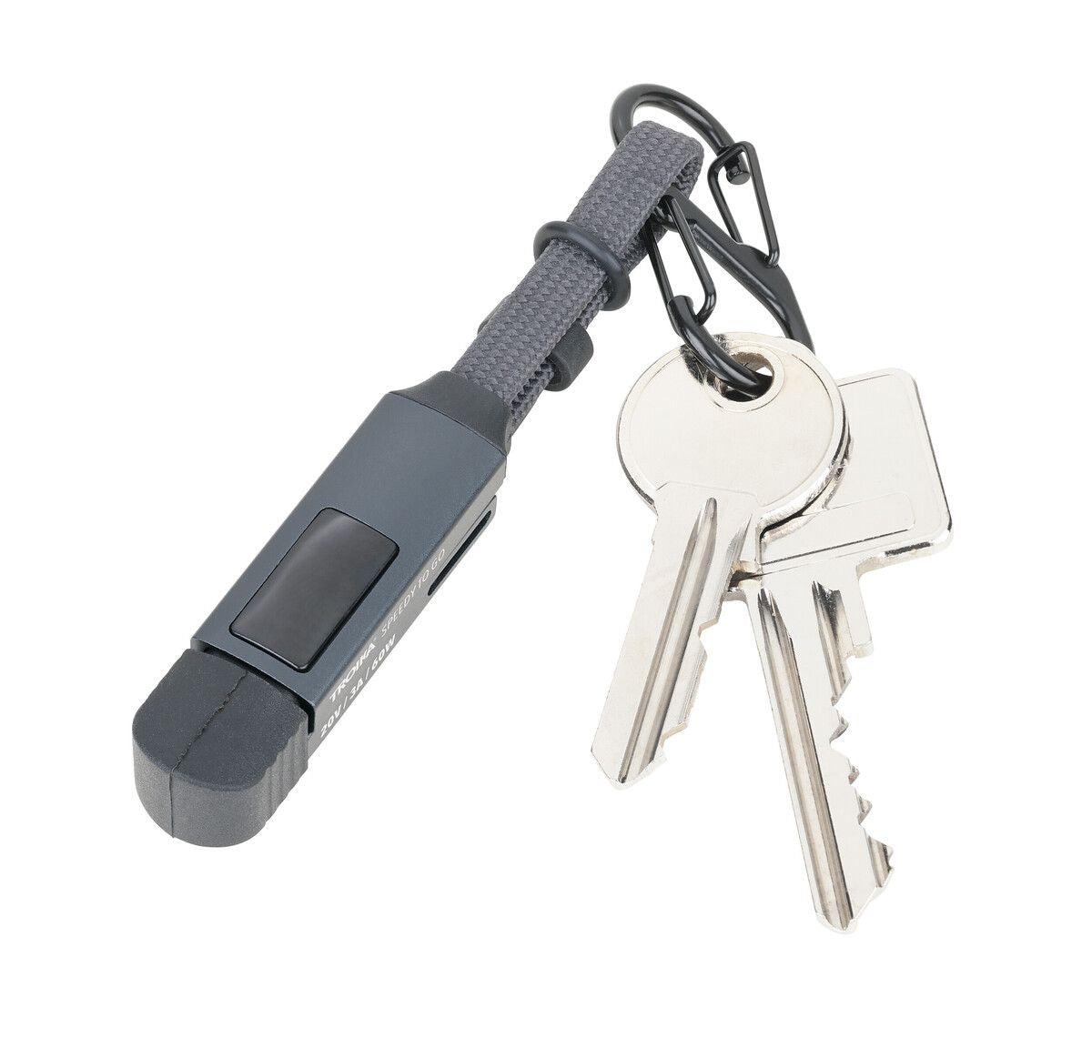 TROIKA Schlüsselanhänger Speedy to go – Aluminium/Recyceltes Nylon, Titan, Länge 130 mm, 6er-Pack